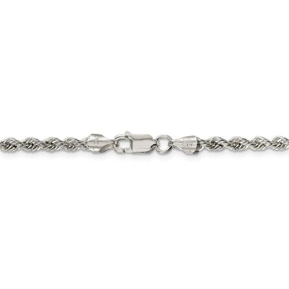 3mm Sterling Silver Solid Rope Chain Necklace, 22 Inch